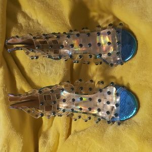 Blue stiletto shoes